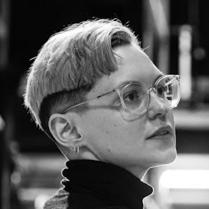 A woman with glasses.