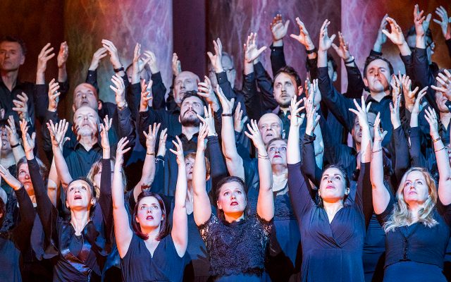 The Chorus of Opera North in Turandot, Spring 2017 © Tristram Kenton
