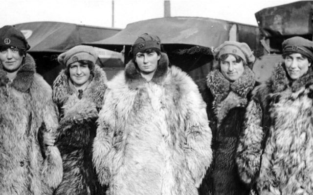 Scenes on the Western Front: Drivers of the First Aid Nursing Yeomanry in their fur coats by John Warwick Brooke © National Library of Scotland