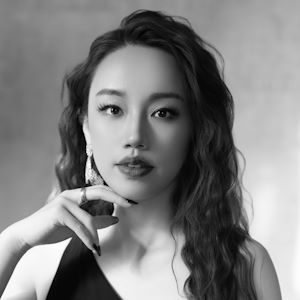 A picture of a woman holding her finger to her chin thoughtfully