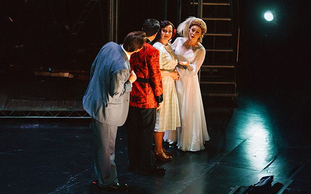 The cast of Opera North performing Figaro on stage